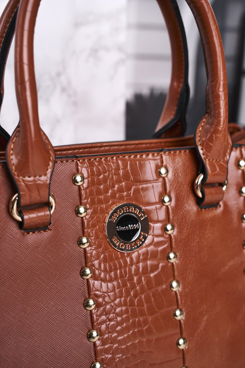 Elegancka Karmelowa Torebka MONNARI BAG4590-017 Print Zwierzęcy