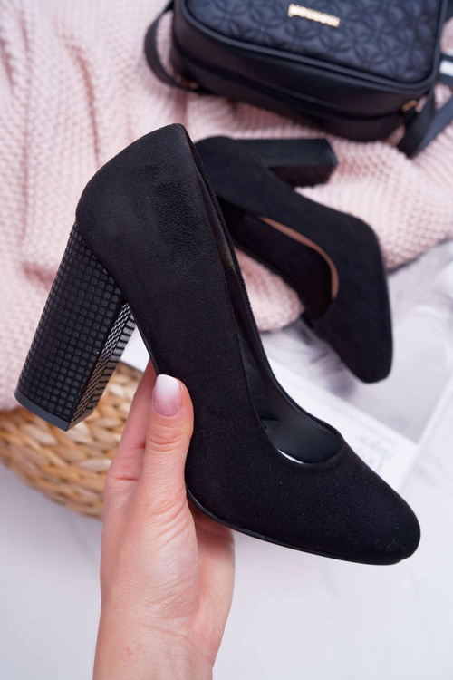 Damskie Czółenka Sergio Leone PB200 Zamszowe Czarne Selva