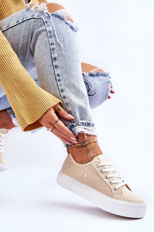 Wygodne Trampki Na Platformie Lee Cooper LCW-23-31-1808L Beżowe