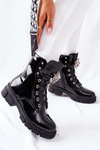 Botki Damskie Trapery Czarne Kryształy Tweten