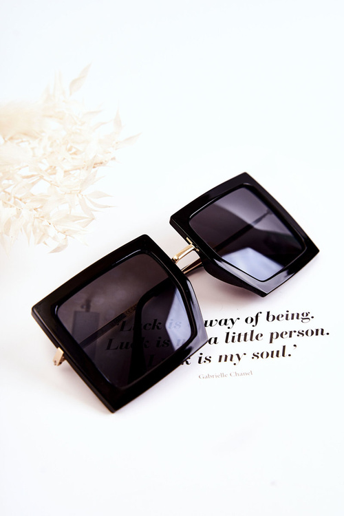 Okulary Przeciwsłoneczne Kwadratowe V160018 Czarno-Złote