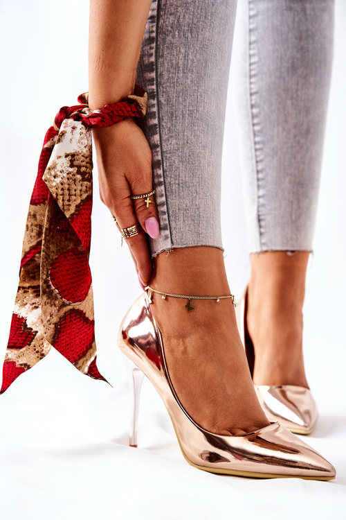 Eleganckie Lustrzane Szpilki Różowe Złoto Adrinnah