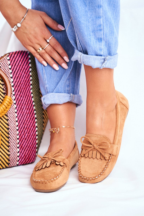 Mokasyny Damskie Zamszowe Camel Velucci