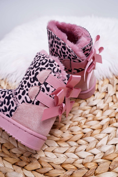 Dziecięce Botki Śniegowce Z Futerkiem Różowe Fiona