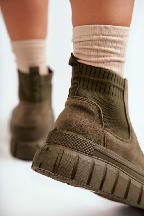 Modne Wsuwane Botki Na Platformie Zielone Jenna