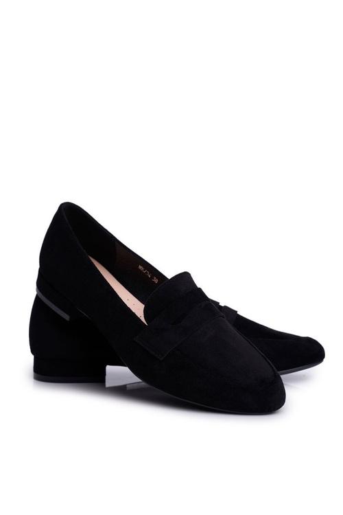 Mokasyny Damskie Zamszowe Sergio Leone MK734 Czarne Nebbi