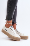 Koronkowe Trampki Damskie Z Plecionką Lee Cooper LCW-24-44-2425 Białe
