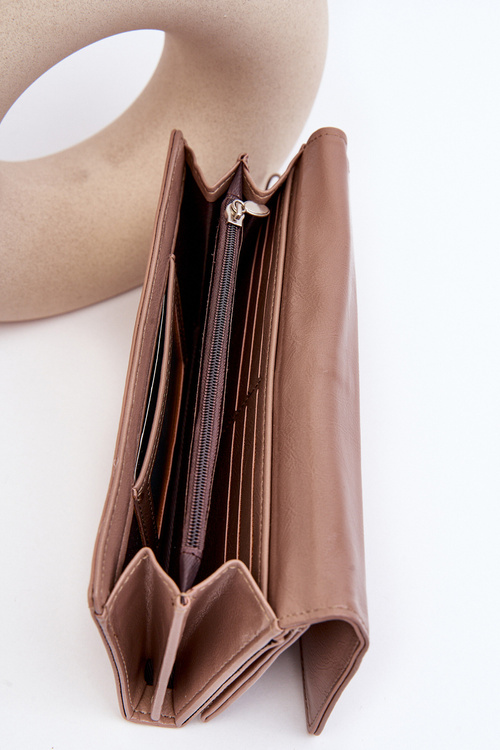 Damski Portfel Zapinany Na Magnes Beżowy Harmale