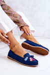 Zamszowe Mokasyny Damskie Z Frędzlami Granatowe Laressa