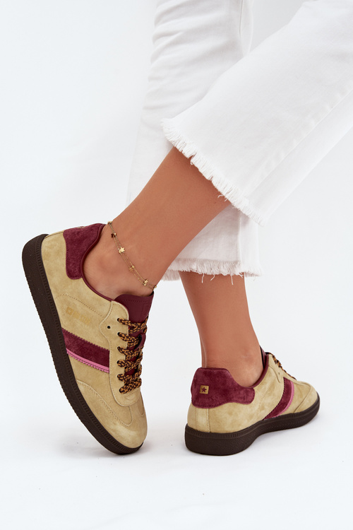 Zamszowe Niskie Sneakersy Damskie Big Star SS274680 HI-POLY SYSTEM Limonkowe