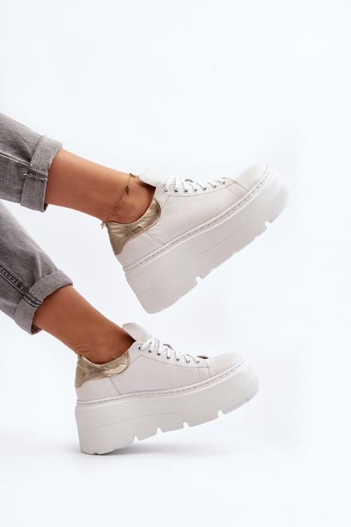 Zazoo 10165 Buty Sportowe Damskie Na Masywnej Platformie Białe