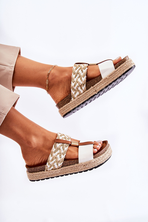 Damskie Klapki Z Eko Skóry Białe Simona