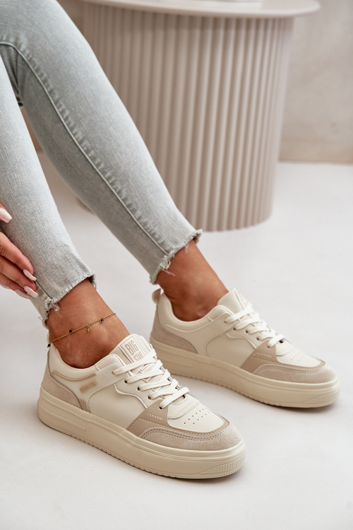 Damskie Niskie Sneakersy Z Eko Skóry Big Star OO274029 Beżowe