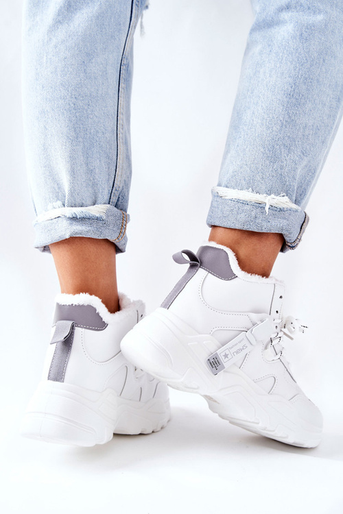 Damskie Ocieplane Sneakersy Śniegowce Białe Kaphia