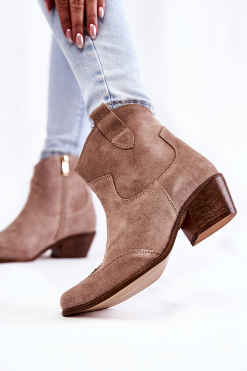 Damskie Botki W Szpic Lewski Shoes 3236 Cappucino