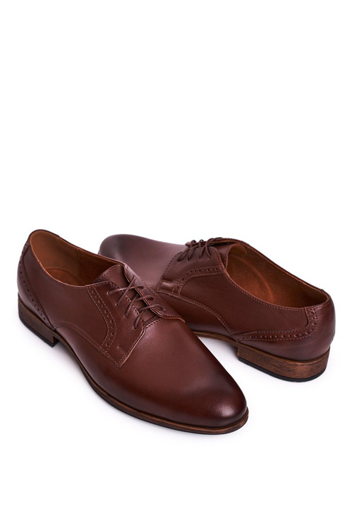 Męskie Skórzane Mokasyny Z Jasną Podeszwą BEDNAREK Ciemny Brąz