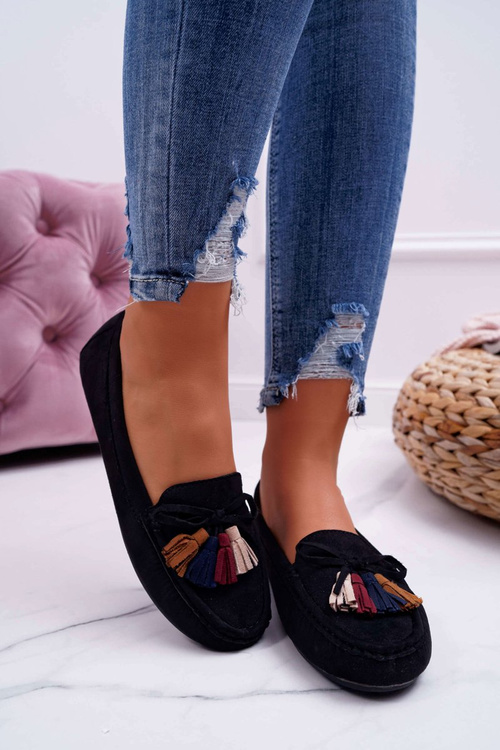 Mokasyny Damskie Zamszowe Czarne S.Barski A199 Mohabe