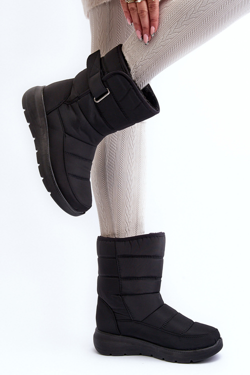 Śniegowce Damskie Na Rzep Ocieplane Czarne Jawora