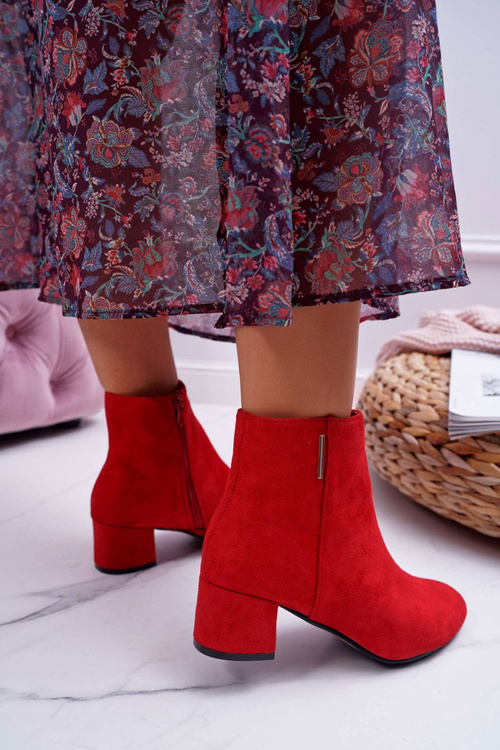 Damskie Botki Ocieplane Czerwone Fiorelli