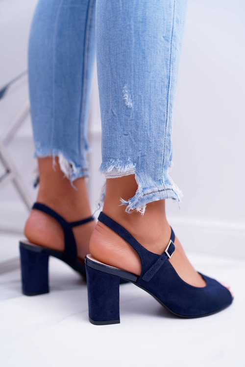 Sandały Damskie Na Słupku Sergio Leone SK808 Granat Dali