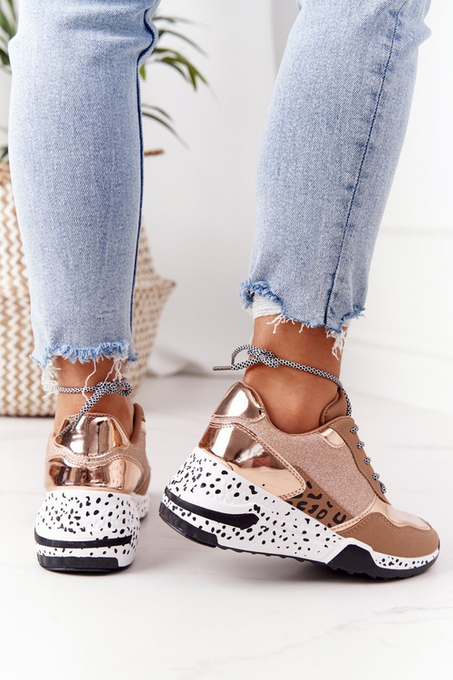 Damskie Sneakersy Na Koturnie Różowe Złoto Avery