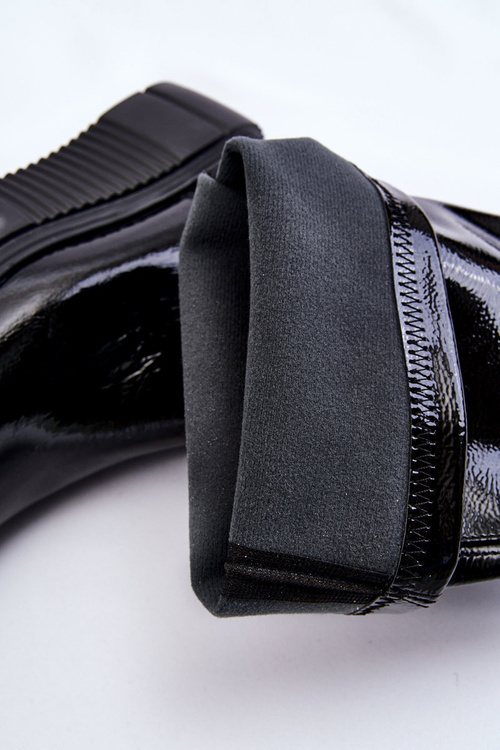 Lakierowane Kozaki Przed Kolano Na Platformie Czarne Spectrum