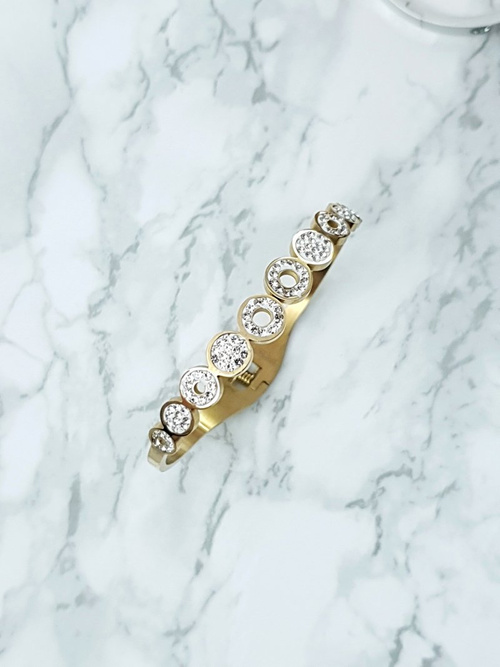 Damska Bransoleta Stalowa Z Cyrkoniami Złota Vien