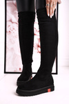 Damskie Kozaki Za Kolano Zamszowe Czarne Gracelyn