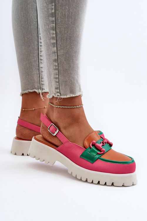 Sandały Damskie Na Płaskim Obcasie Z Ozdobą Pomarańczowe D&A MR38-656