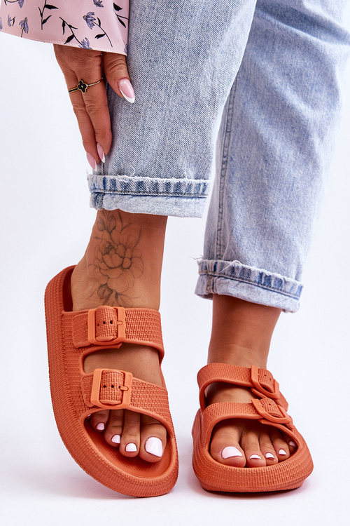 Damskie Piankowe Klapki Z Paskami Pomarańczowe Sharmen