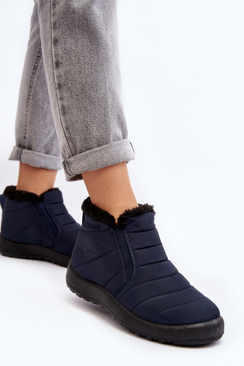 Ocieplane Niskie Damskie Śniegowce Granatowe Enmore