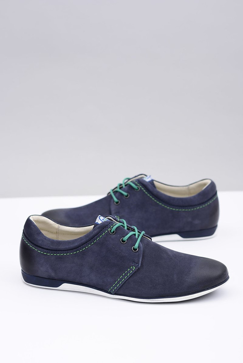 Granatowe Męskie Skórzane Półbuty Dimonde