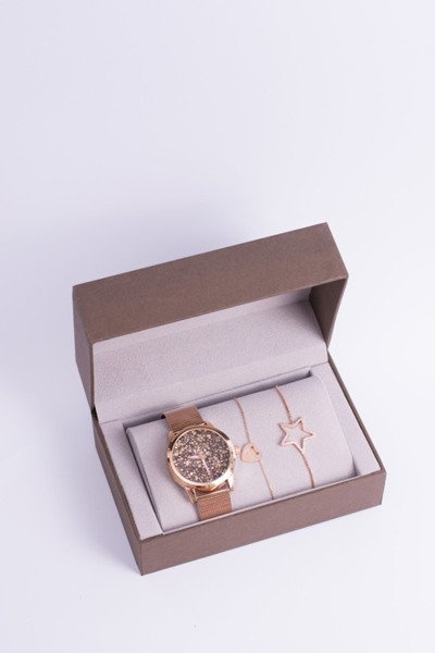 Damski Zegarek z Bransoletą Bellos Złoty Róż