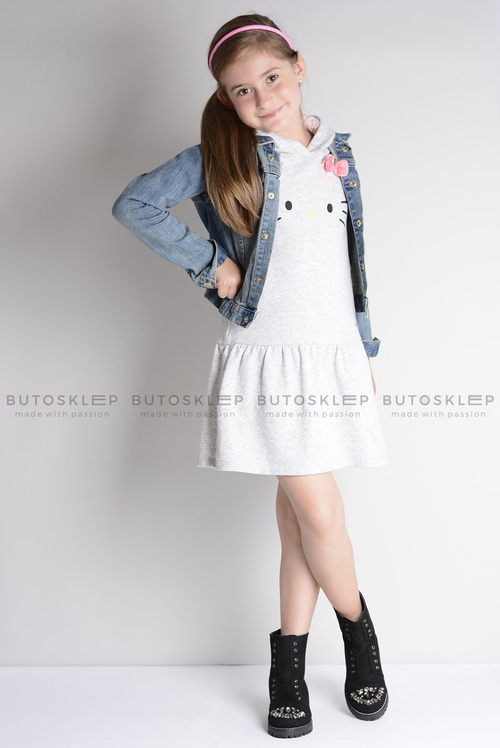 Lu Boo Czarne Dziecięce Botki Za Kostkę z Cyrkoniami Zamsz LittleCarrie