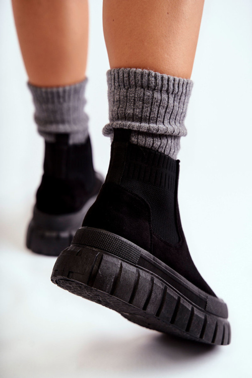 Modne Wsuwane Botki Na Platformie Czarne Jenna