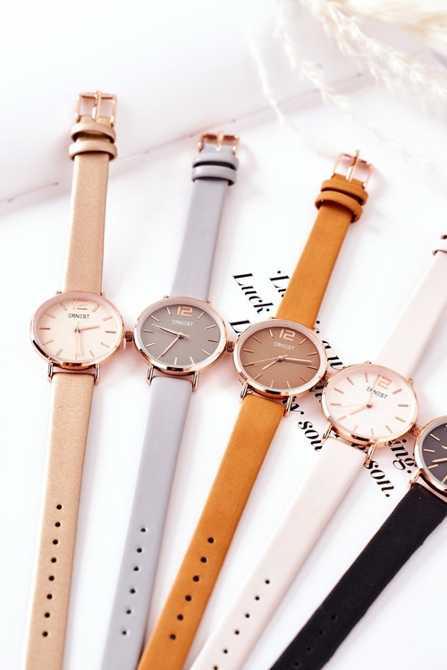 Zegarek Na Skórzanym Pasku Bez Niklu ERNEST Czarny