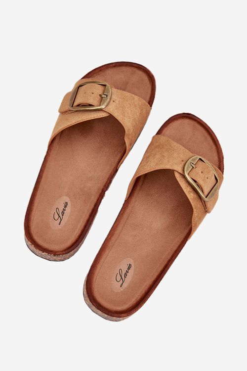 Klapki Damskie Z Klamrą Na Korkowej Platformie Camel Zavira