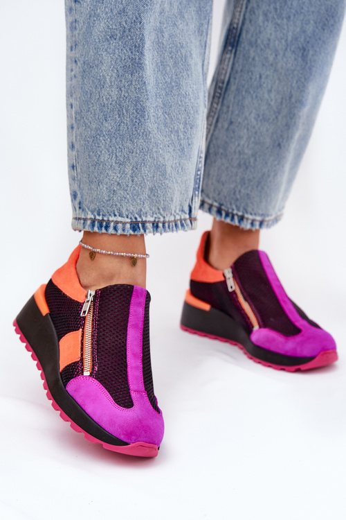 Skórzane Sneakersy Na Koturnie Maciejka 06853-15 Czarne