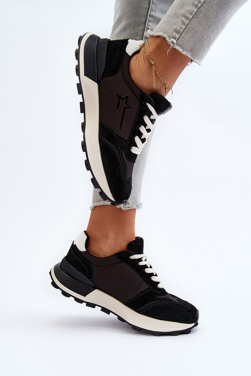 Sneakersy Damskie Skórzane Big Star NN274963 Czarne