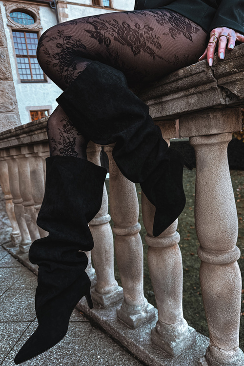 Kozaki Damskie Na Szpilce Wsuwane Czarne Mavilla