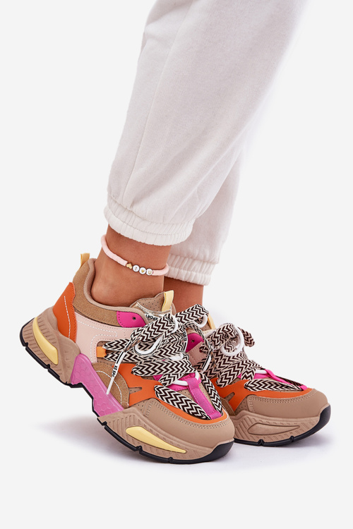 Sneakersy Buty Sportowe Damskie Z Podwójnym Sznurowaniem Khaki Efobell