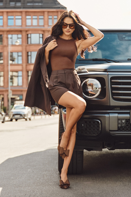 Szpilki Z Odkrytymi Piętami I Kokardką Brązowe Eklevia