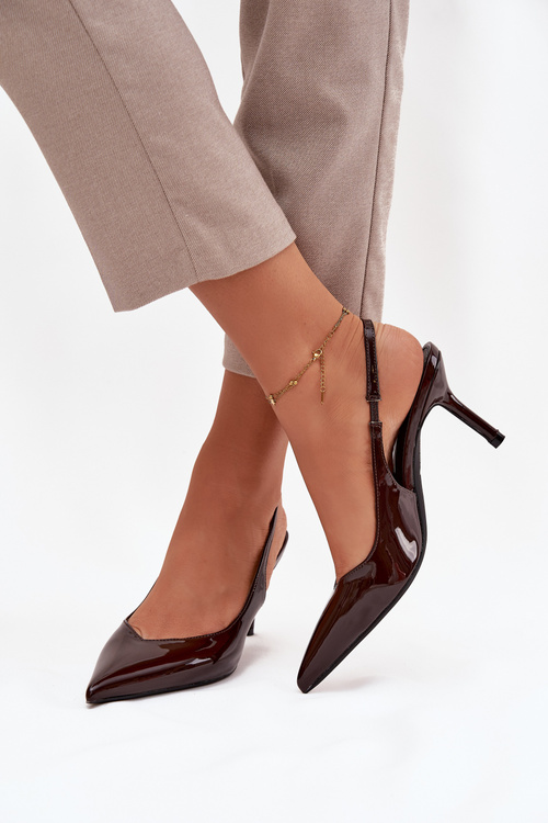 Lakierowane Czółenka Na Szpilce Czekoladowe Phelia