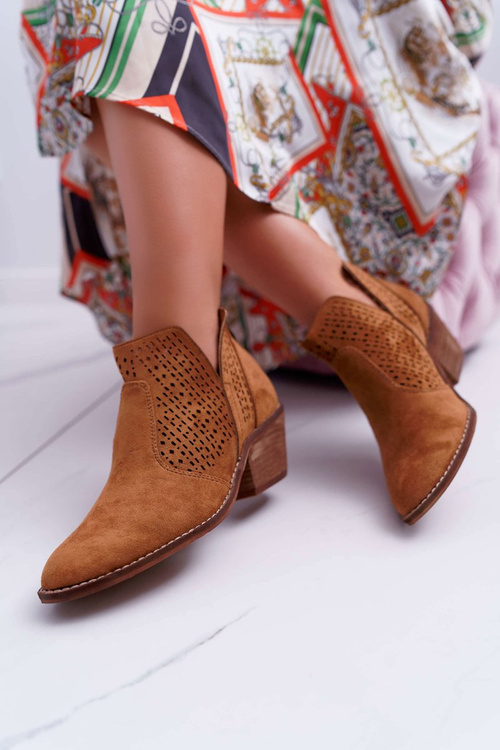 Botki Damskie Wiosenne Kowbojki Camel Matty