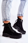 Zamszowe Wiosenne Botki Trapery Z Przeszyciami Czarne Layden