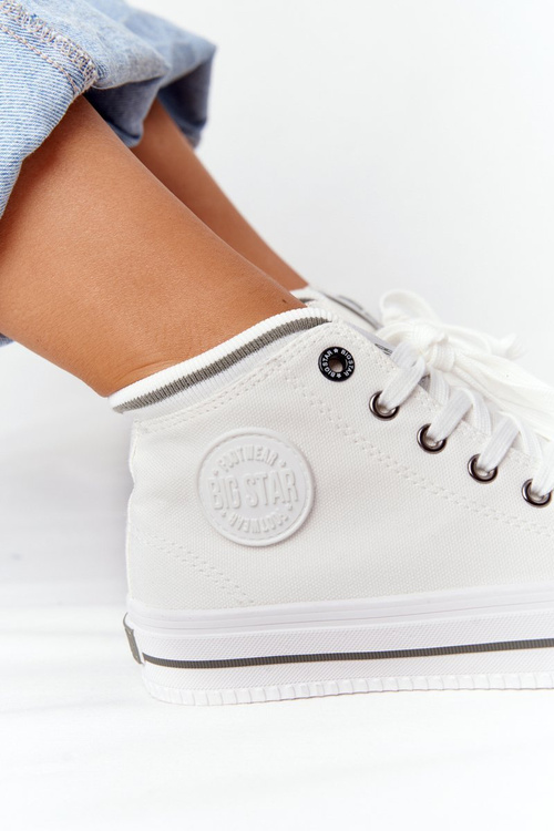Damskie Wysokie Trampki Big Star HH274149 Białe