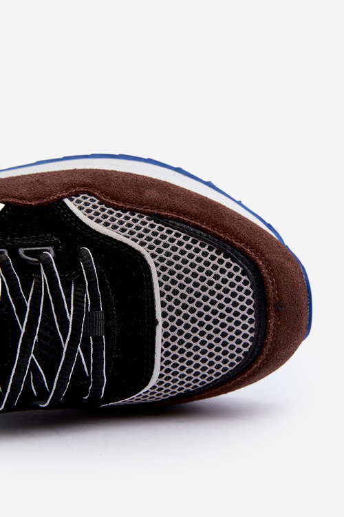 Sneakersy Męskie Big Star NN174322 Memory Foam System Brązowo-Czarne