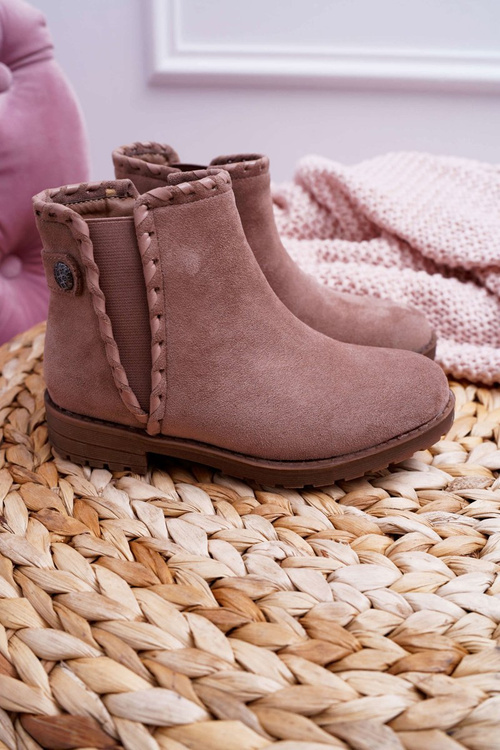 Młodzieżowe Botki Płaski Obcas Khaki Sicarro