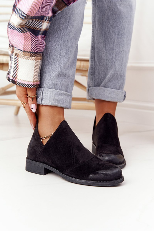 Damskie Botki Z Wycięciami Czarne Hillary