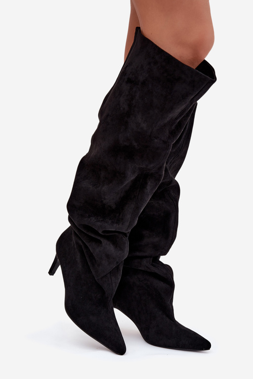 Kozaki Damskie Na Szpilce Wsuwane Czarne Mavilla